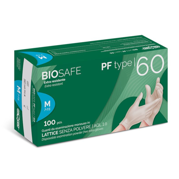 GUANTI IN LATTICE MONOUSO BIOSAFE PF TYPE60 SENZA POLVERE "L" - 100 pezzi