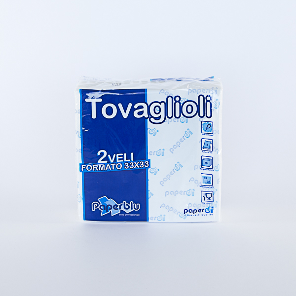 TOVAGLIOLI PAPERBLU 33x33 2veli IN PURA CELLULOSA - 50 pezzi