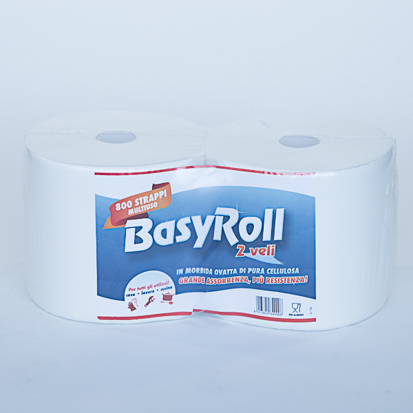 BOBINA 800 STRAPPI BASYROLL 2pz 2veli IN PURA CELLULOSA
