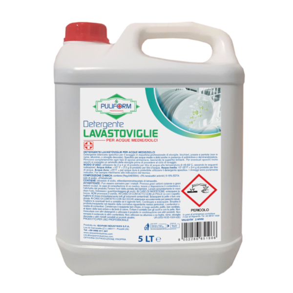 PULIFORM DETERGENTE LAVASTOVIGLIE LT.5 PER ACQUE MEDIE E DOLCI