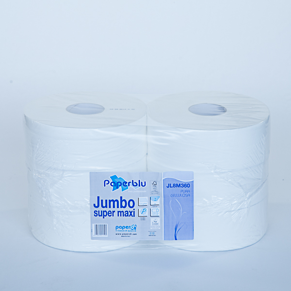 CARTA IGIENICA JUMBO SUPER MAXI 360mt 2veli IN PURA CELLULOSA - 6 ROTOLI