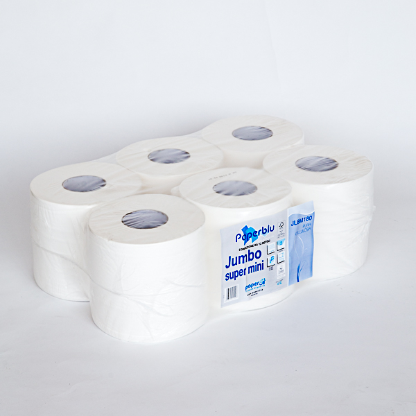 CARTA IGIENICA JUMBO SUPER MINI 180mt 2veli IN PURA CELLULOSA - 12 ROTOLI