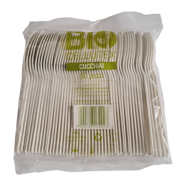BIO CELLUTEX® CUCCHIAI IN CPLA BIODEGRADABILI E COMPOSTABILI - 50 pezzi