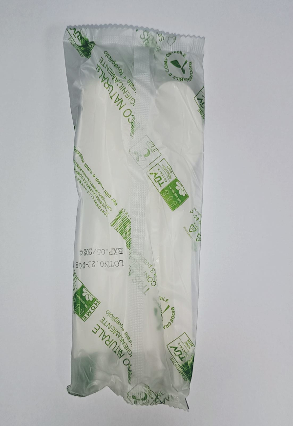 TRIS POSATE BIANCHE MONOUSO BIOCOMPOSTABILI CON TOVAGLIOLO A 2 VELI