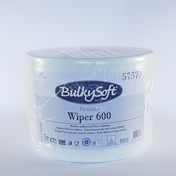 BOBINA BULKYSOFT WIPER 600 A 2veli 2000 STRAPPI IN PURA CELLULOSA