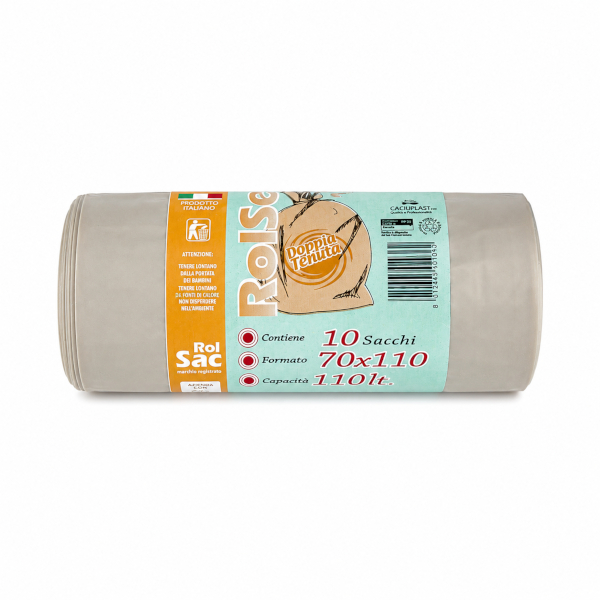 ROLSAC SACCHI IMMONDIZIA 70x110 AMBRA 60gr (rotolo da 10 pezzi)