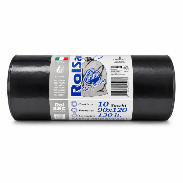 ROLSAC SACCHI IMMONDIZIA 90x120 NERI 100gr (rotolo da 10 pezzi)