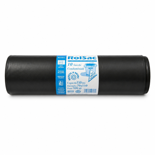 ROLSAC SACCHI IMMONDIZIA 70x110 NERI 90gr (rotolo da 10 pezzi)