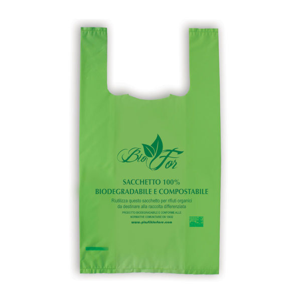 SHOPPER BIOCOMPOSTABILE VERDE cm.30+20x60