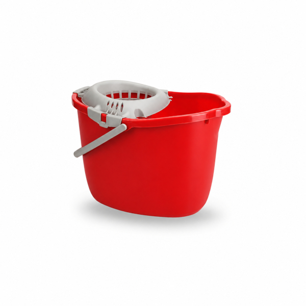 SECCHIO OVALE ROSSO CON STRIZZATORE LT.15 INTERAMENTE IN PLASTICA