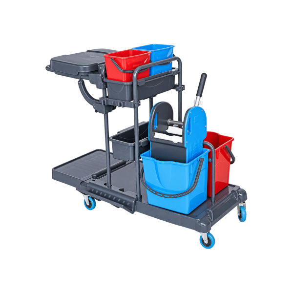 CARRELLO MULTIUSO A 2 SECCHI LT.18+18 STRIZZATORE - P.SACCO - 2 SECCHI LT.6+6