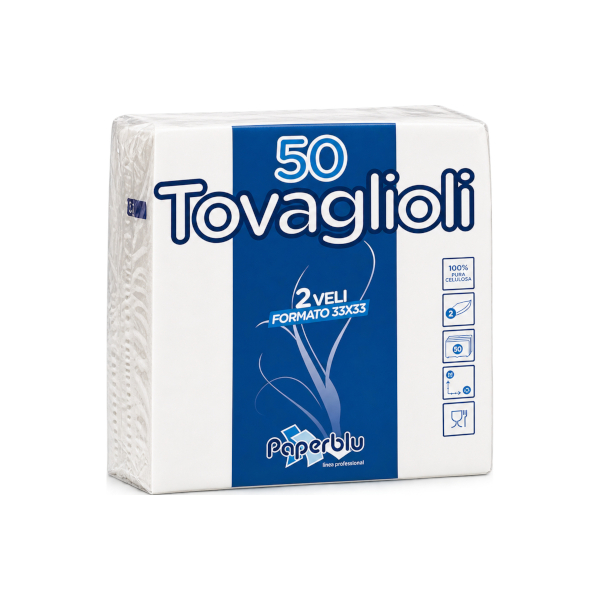 TOVAGLIOLI PAPERBLU 33x33 2veli IN PURA CELLULOSA - 50 pezzi