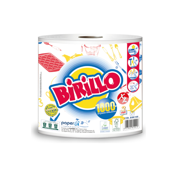 BOBINA BIRILLO KG.1 PURA CELLULOSA MONOBLISTERATA CON MANIGLIA