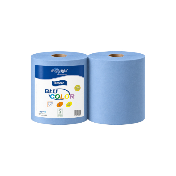 BOBINA 800 STRAPPI BLU COLOR 2pz 3veli IN PURA CELLULOSA