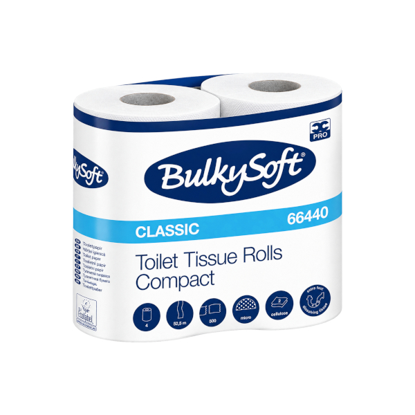 CARTA IGIENICA BULKYSOFT CLASSIC A 2 VELI IN PURA CELLULOSA 2000 STRAPPI 4 ROTOLI