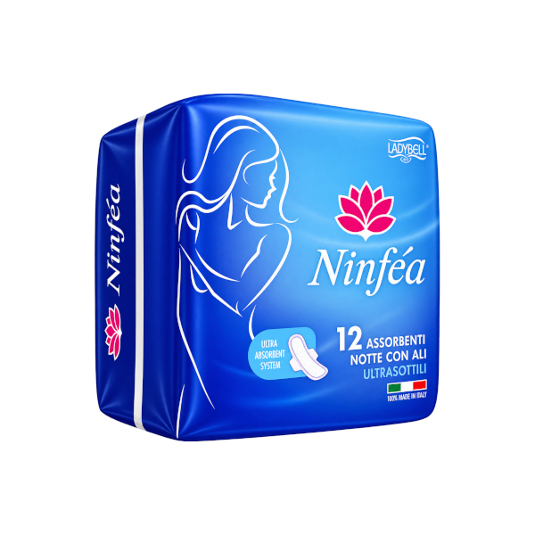 NINFEA ASSORBENTI NOTTE CON ALI ULTRASOTTILI IMBUSTATI SINGOLARMENTE 12pz